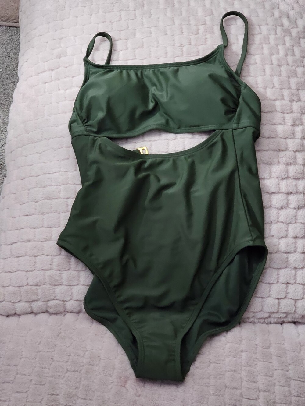 Olive Green Cutout One-Piece Swimsuit